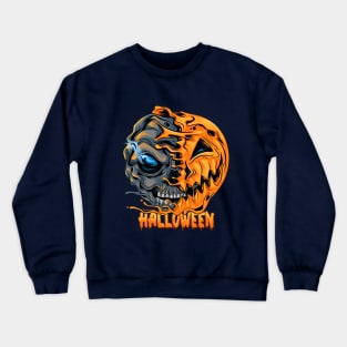 HALLOWEEN SEMI MONSTER & PUMPKIN DESIGN Crewneck Sweatshirt